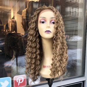 Blonde mix Spanish spiral curl Long Lacefront Wig